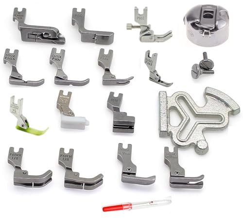Nähfuß-Set für Industrienähmaschinen, 19-teilig, passend für Singer 188K 191D 195K 196K, Juki DDL-5550 DDL-5600 DDL-8300 DDL-8500