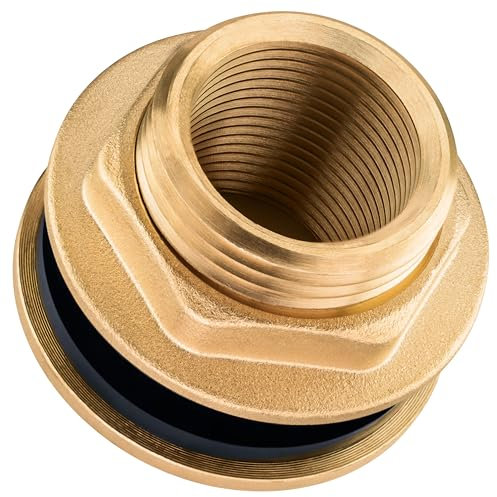 Poppstar Regentonnendurchführung, 3-teilig, Fassdurchführung 3/4 Zoll (24 mm) Innengewinde, Messing, inkl. Dichtung