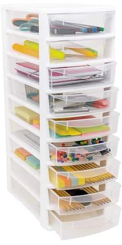A4 Drawers Storage Unit, Plastic Storage Drawers (A4 8 Drawers White)