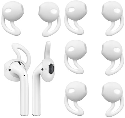 YIPFEN Almohadillas Auriculares [4 pares], Antideslizante, Antipérdida, Gancho para Cascos, Compatibles, Repuesto de almohadillas de silicona suave, gancho de gel auriculares protectores (Blanco)