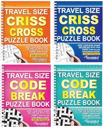 BG Wiro Travel Size A5 Wordsearch Sudoku Crossword Puzzle Books, Set of 4 - Choose Your Set (SET 4)
