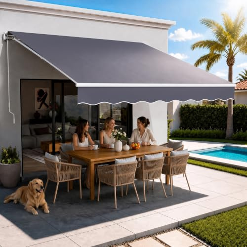 VEVOR Manual Retractable Awning 11.5' x 9.8' Outdoor Patio Awning Sun Shade