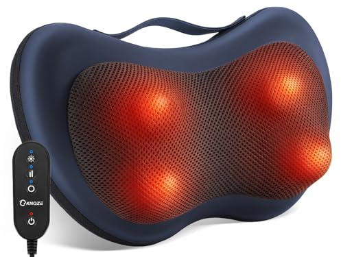 KNQZE Massaggiatore per collo con funzione di calore, massaggiatore Shiatsu con testine massaggianti rotanti 3D, cuscino massaggiante per collo, spalle e schiena, massaggiatore per la schiena, per