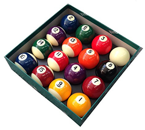 Aramith Premier Spots & Stripes 2-Inch Pool Balls with 1 7/8 White Cue Ball