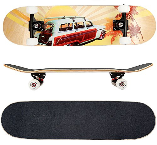 FunTomia Skateboard mit ABEC-9 Kugellager Rollenhärte 100A und 100% 7-lagigem kanadisches Ahornholz Skate Board mit Kicktail