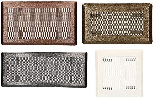 KOTARBAU® Rejilla de ventilación para chimenea 16 x 45 cm, Ventilador de chimenea, Rejilla dorado envejecido, Rejilla de chimenea, Rejilla de metal, Rejilla rectangular diseño de malla