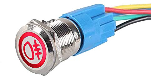 ETOPARS Rostfreier Stahl 19mm KFZ Kippschalter Wippschalter Druckschalter Schalter Drucktaster 12V Rot Licht Metall Nebelschlussleuchte Steckdose Stecker