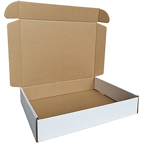 CH-BOX 50 Pack 29x22x5cm (11.125x8.625x2'') Small Corrugated Cardboard Postal Boxes White for Shipping Mailing Packaging Royal Mail Small Parcel