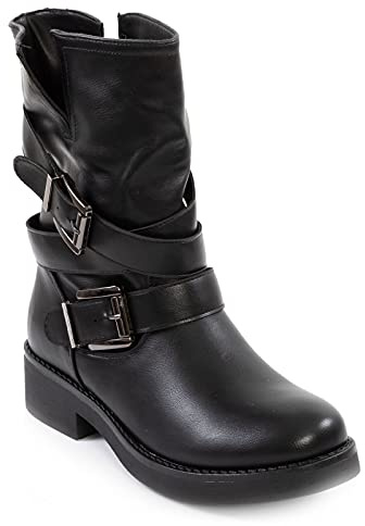 Toocool - Chaussures femme bottes motard motard faux cuir casual boucles nouveau 1050