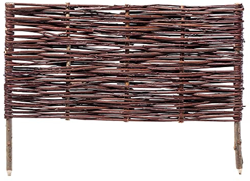 KADAX Willow Fence Panel, Natural Wicker Palisade for Garden Fencing and Lawn Edging, Decorative Hurdle for Flowerbed (60 x 40 cm)