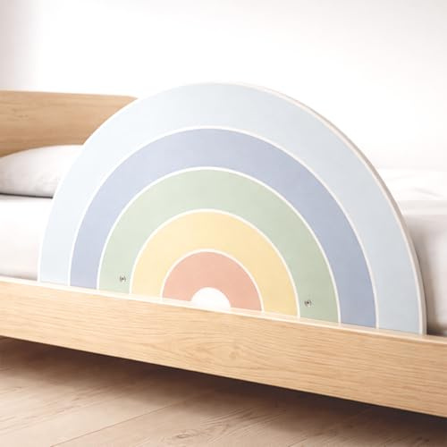 Wunderlab Rausfallschutz Bett aus Holz in süßem Design für Kinder - Bettgitter Rausfallschutz Randy fürs Kinderzimmer, Bettschutzgitter Kinderbett, Hausbett bis 200cm geeignet, schön, stabil + sicher