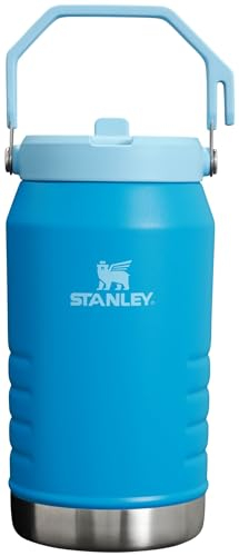 Stanley IceFlow - Brocca con cannuccia ribaltabile con manico, coperchio avvitabile e cannuccia ribaltabile, resistente alle perdite, per viaggi e sport, in acciaio inox isolato, senza BPA, azzurro