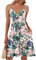 AUSELILY Robe Courbe élégante D'été Femme Bretelles sans Manches Robes Décontractée Courte Col en V avec Poches Fleurs Roses Vertes S