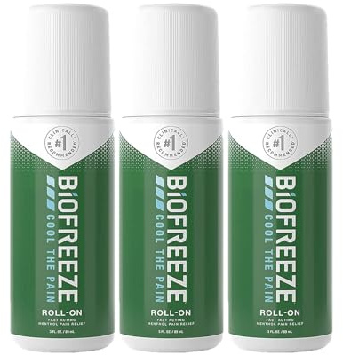 3 Pack Biofreeze Roll-On 82G Bundle | Fast-Acting Muscle Joint Pain Relief with Cooling Menthol | Soothe Sore Muscles | Convenient Application