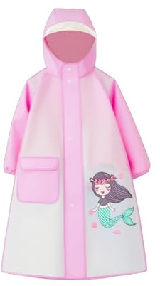 Poncho Pluie Enfant avec Capuchon - Résistant, Réutilisable pour Cyclisme, Camping, Voyages, Pêche (Violet)