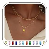 FIOROYAL 14K Gold Plated Birthstone Necklace for Women Girls 11M
