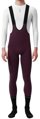INBIKE Salopette Ciclismo Uomo Invernale Pantaloni Bici da Strada con Fondello Pantaloni Ciclismo con Bretelle Salopette Bici Termico Antivento in Pile con Tasche Antishock Riflettente Viola