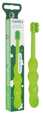Spazzolino da denti ecologico per bambini, da 0 a 2 anni, con 4.080 setole, verde, Nordics (verde, 1 pezzo (confezione da 1)