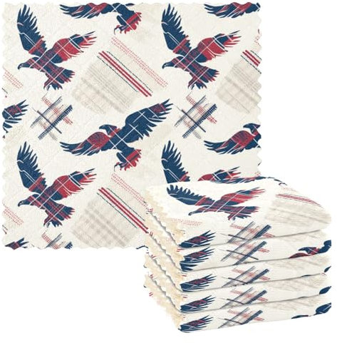 EtherSpher Toallas de rizo de cocina con diseño de pájaro grande rojo y azul, toallas de mano de cocina, lindo paño de limpieza de coche, toallas de tejido de granja para la cocina, 11 x 11 pulgadas