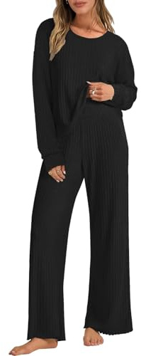 Yutdeng Tuta Donna Invernale Sportiva in Maglia 2 Pezzi Completi a Maniche Lunghe Maglia Girocollo con Pantaloni Larghi Elasticizzati Casual Elegante Tute Donna Ginnastica per Jogging Casa Palestra