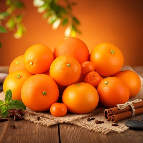 Suncalla 30 Pcs Artificial Oranges Mix Size, Fake Fruit Home Decor