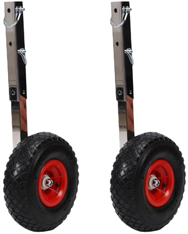 Luocute Inflatable Boat Launching Wheels, Boat Launching Wheels, 600 LBS Capacity Removable Transom Launching Dolly Wheels Kit with Pins, for Inflatable Boats