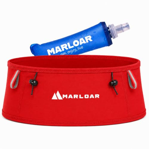 MARLOAR Löpbälte med mjuk flaska, 250 ml inkluderad – unisex löpande midjeväska, bärare och hållare för promenadkäppar, terränglöpning, Åsidosättande, M, modern