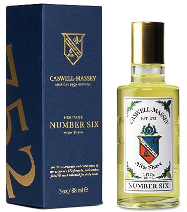 Caswell-Massey Number Six Gold Cap After Shave, Soothing Aftershave with Orange Blossom, Bergamot & Rosemary, 3 Fl Oz