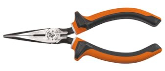 Klein Tools 203-6-EINS Spitzzange mit integriertem Seitenschneider, isoliert (1000V VDE), Orange/weiß/grau, 6-Inch