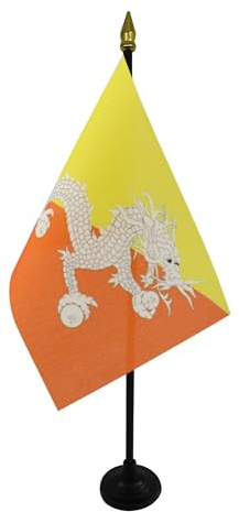 AZ FLAG Bordsflagga Bhutan 15x10 cm Bhutanesisk 100D Polyester Plastfot