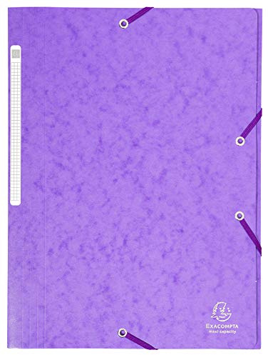 Exacompta - Réf. 17115H - Carton de 25 chemises à élastiques - pochettes 3 rabats Maxi capacity - en carte lustrée - dimensions 24 x 32 cm pour documents au format A4 - couleur violet