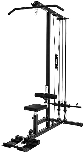 GORILLA SPORTS® Latzugturm - Verstellbar, bis 300 kg, 30 mm, inkl. 2 Griffstangen - Latzugstation, Latzugmaschine, Kabelzugturm, Kraftstation, Multi-LAT-Tower, Seilzug, Ruder, Fitnessstation