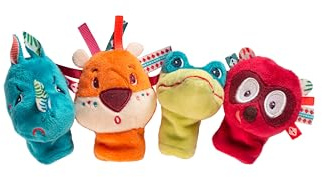 Lilliputiens - Set de marionnettes à Doigts Jungle – 4 Animaux Exotiques pour des Spectacles – Jouet sensoriel et interactif pour bébé – Marionettes à Main Bebe - Jeu d'éveil - Dès 12 Mois - 83105