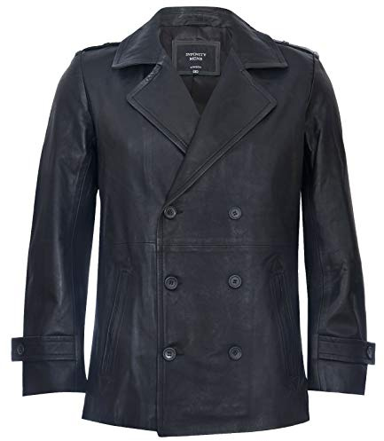 Giacca da Uomo in Pelle Giacca da Marinaio Nero Dr Who Navale Tedesca L