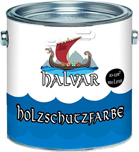 Halvar PU Holzschutzfarbe GLÄNZEND Graphitgrau RAL 7024 Grau Skandinavische Wetterschutzfarbe Holz-Lack wetterbeständiger Langzeitschutz (2,5 L)