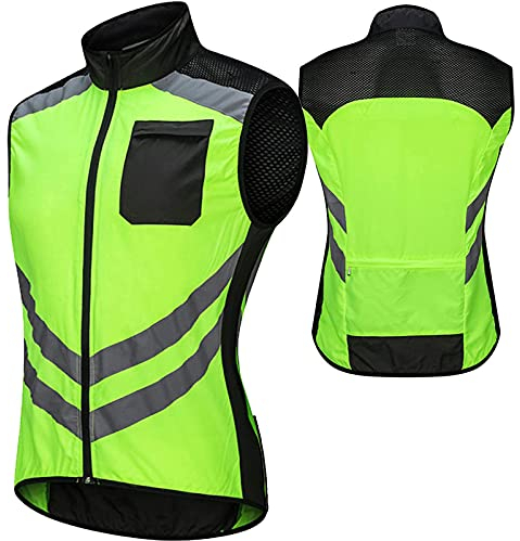 WWAIHY Herren Windstopper Biker Weste,Wasserdicht Atmungsaktiv Fahrradweste,Reflektierende Leichte ärmellos Radweste,Zum Laufen,Radfahren,Motorradfahren,Reiten Fahrrad Weste(Size:XXL,Color:Green)