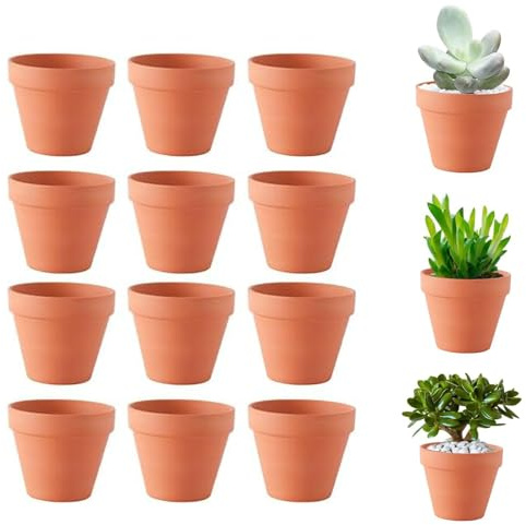 Molyorch 12 Stücke Terrakotta Sukkulenten Töpfe, Ton Töpfe, Wiederwendbar Terrakotta Blumentoepfe, für Innen und Außenbereiche für Pflanzen Handwerk Hochzeit Gunsten