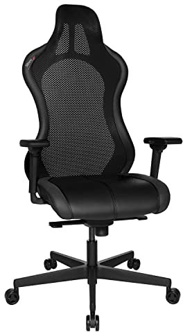 Gaming Stuhl - Schwarz - Kunstleder - Netzgewebe - höhenverstellbare Armlehnen