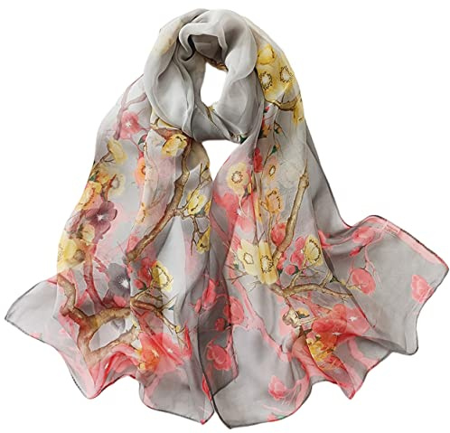 FARIYGATE Women's Scarves & Wraps Smooth Soft and Lightweight Georgette Chiffon Neck Scarf Retro Floral Hair Head Bandanas Neckerchief