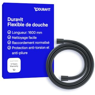 Duravit Universal duschslang, flexibel duschslang 1,60 m med vridskydd, böjsäker, svart matt