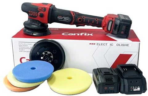 Canfix 18V Cordless Car Polisher with 15MM Orbital and 5/6 Buffing Pads