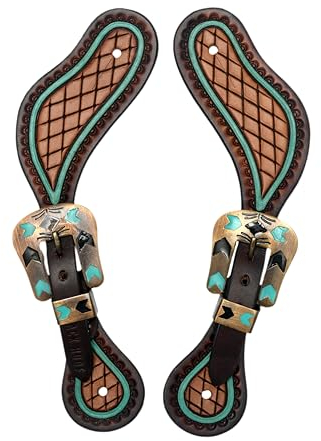 BLACK HOOF Sporenriemen mit Pfeilschnalle, türkis, für Reiter, Western-Männer, Frauen, verstellbare einlagige Sporenriemen, Reitzubehör
