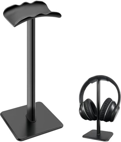 Bezavea Headset Universal Desk Hook, Sturdy Metal Stand with Non-Slip Silicone, Detachable Headset Holder, Aluminum Gaming Earphone Stand with ABS Solid Base