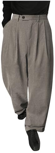 Floerns Men's Slant Pocket Tailored Pants Work Office Fold Pleated Trousers Dark Grey Medium