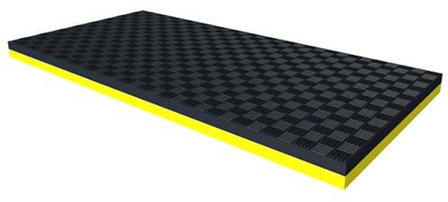 ZEOPLE Löpbandsmatta, promenaddynmattor, matta för träningsutrustning i hemmet, hög densitet, halkfri ljudabsorberande matta för löpband, för löpband, cykler, roddmaskiner (svart + gul, 80 x 160 x 2,5