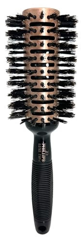 Phillips Brush Luxe Tourmaline Monster Vent 4 Professional Hair Brush (3” Diameter Barrel) - Vented Hairbrush Nylon Reinforced Boar Bristles, Sleek Rose Gold & Black