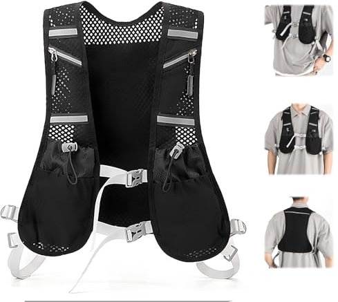 6L Ultraleichte Laufweste für Damen und Herren, Multifunktionaler Laufweste, Wasserdichter Trinkrucksack mit Reflektierenden Elementen, Bewegung Westen für Laufen, Marathon, Wandern und Radfahren