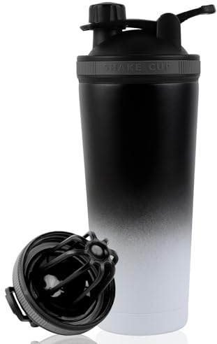kiptyg Shaker Proteinas,750ml Coctelera de Proteínas con Colador,Coctelera de Proteínas de acero Inoxidable de doble pared con Aislamiento al vacío,Sin BPA y a Prueba de fugas,para Deportes,Fitness