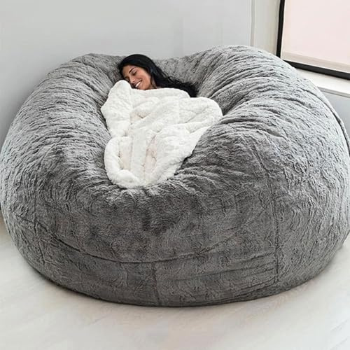 Silla Grande de Puf Puff Gigante XXL Peludo Cubierta para Sofá Perezoso Terciopelo Puf de Salón Asiento Decorativo para Interior y Exterior Sin Relleno Funda de Sofá Cama Perezoso de Piel Sintética