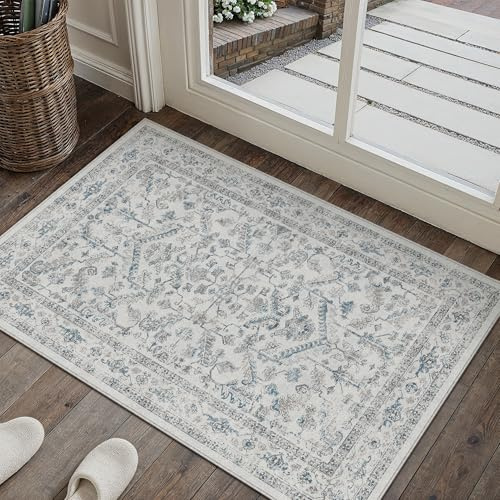 PureCozy Felpudo Entrada Casa Alfombra 60x90cm Azul Pequeña